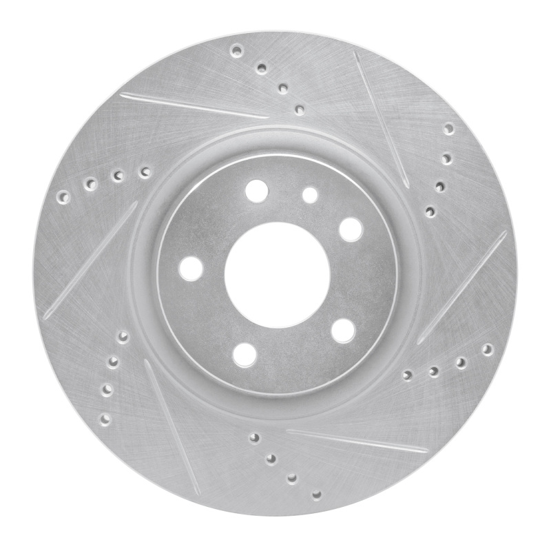 Alfa Romeo 164 Brake Rotor (1) - Front Right - R1 Concepts - Drilled & Slotted - Silver - `91-`20 Alfa Romeo 164 Brake Rotor (1) - Front Right - R1 Concepts - Drilled & Slotted - Silver - `91-`20